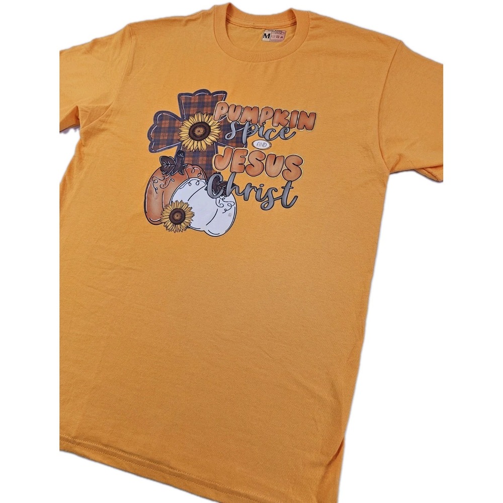 Pumpkin Spice And Jesus Christ Fall Seasonal Colorful Shirt Medium Gift Hayride